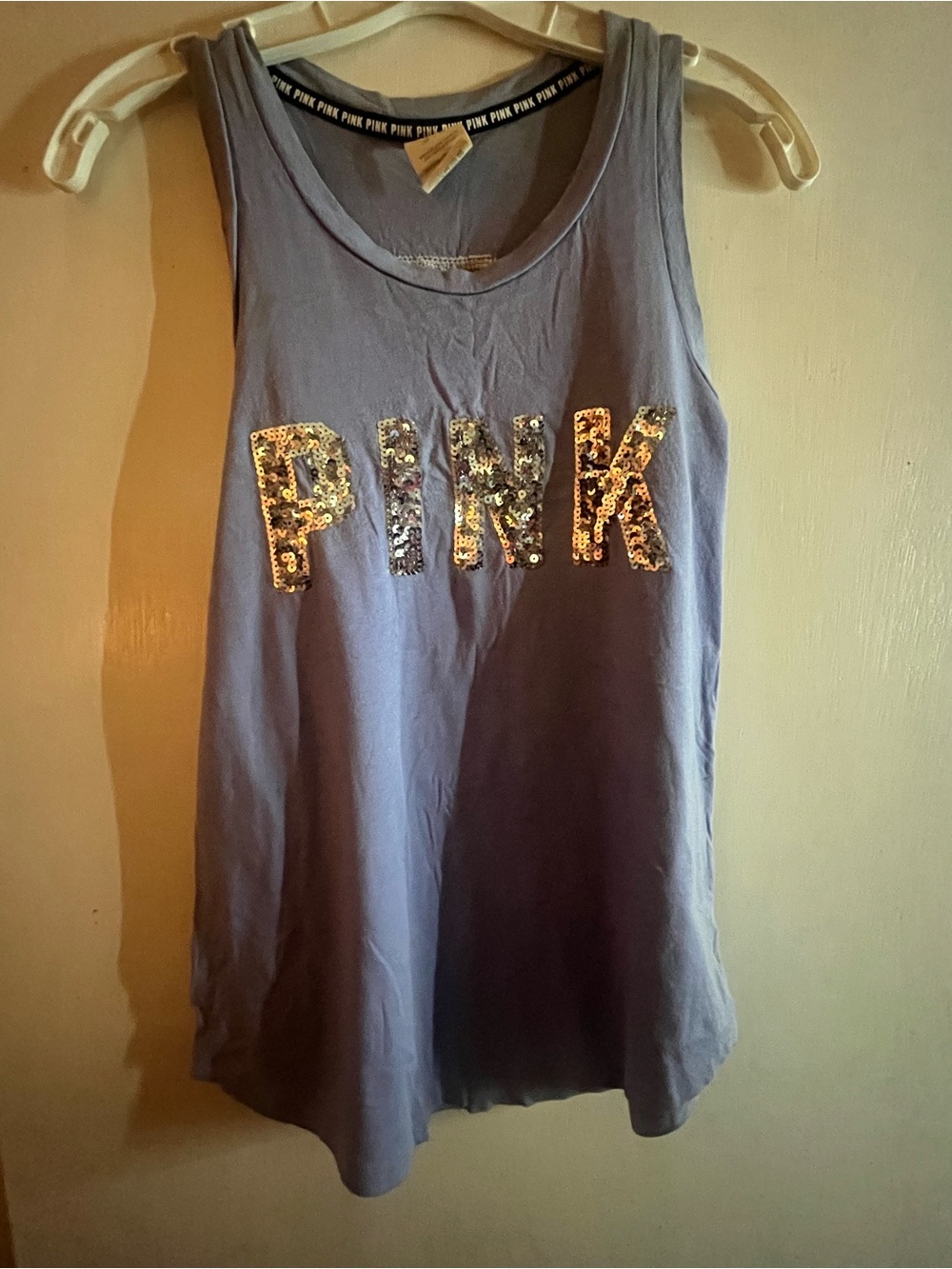 PINK Victoria's Secret Lavender Sequin Logo Tank Top
